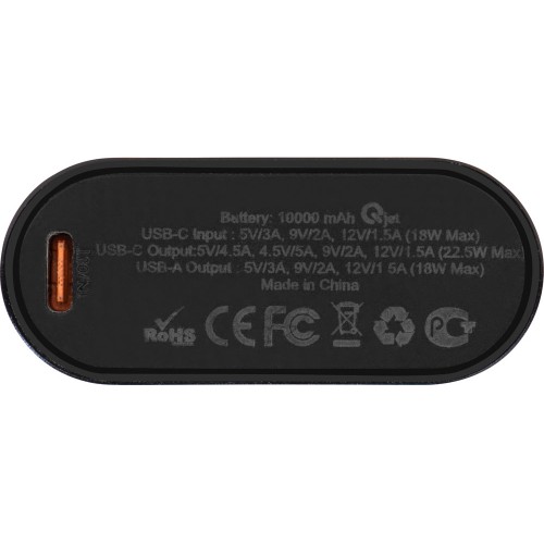 Внешний аккумулятор с QC/PD "Qwik", 10000 mah, черный