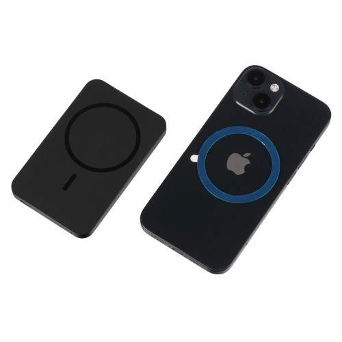 Магнитный беспроводной внешний аккумулятор "Razor", 5000 mAh, металл, черный