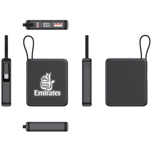 Внешний аккумулятор с подсветкой лого "Nex", 5000 мАч, черный