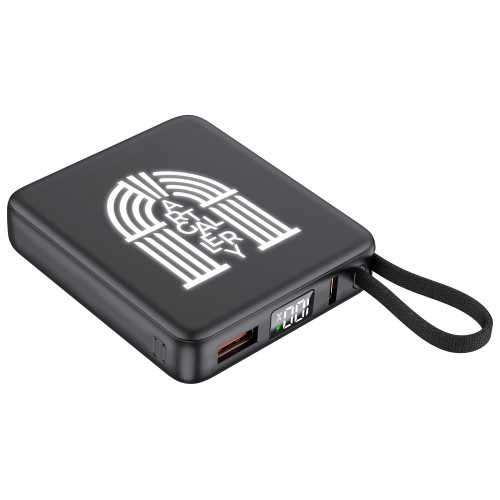 Внешний аккумулятор с подсветкой лого "Nex", 5000 мАч, черный