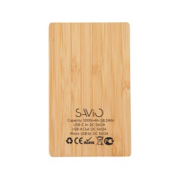 Внешний аккумулятор с подсветкой лого «Reedia S2», 5000 mAh, бамбук, черный