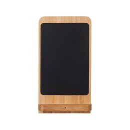 Беспроводное зарядное устройство 2-в-1 с подсветкой лого «Reedia S4», 15 Вт, бамбук, черный