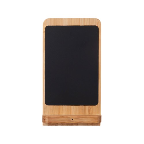 Беспроводное зарядное устройство 2-в-1 с подсветкой лого «Reedia S4», 15 Вт, бамбук, черный