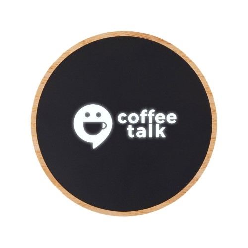 Беспроводное зарядное устройство с подсветкой лого «Reedia S3», 15 Вт, бамбук, черный