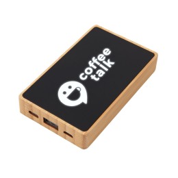 Внешний аккумулятор с подсветкой лого «Reedia S2», 5000 mAh, бамбук, черный