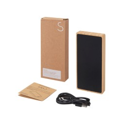Внешний аккумулятор с подсветкой лого и солнечной панелью «Reedia S1», 10000 mAh, бамбук, черный