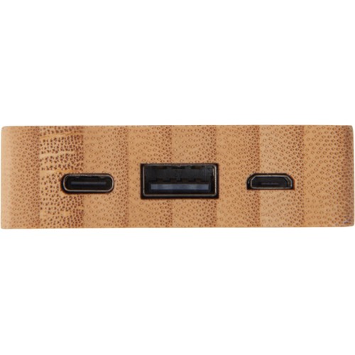 Внешний аккумулятор с подсветкой лого «Reedia S2», 5000 mAh, бамбук, черный