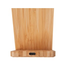 Беспроводное зарядное устройство 2-в-1 с подсветкой лого «Reedia S4», 15 Вт, бамбук, черный