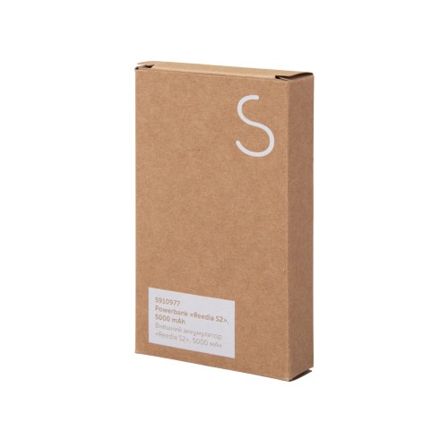 Внешний аккумулятор с подсветкой лого «Reedia S2», 5000 mAh, бамбук, черный
