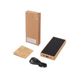 Внешний аккумулятор с подсветкой лого и солнечной панелью «Reedia S1», 10000 mAh, бамбук, черный