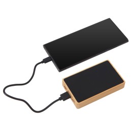 Внешний аккумулятор с подсветкой лого «Reedia S2», 5000 mAh, бамбук, черный