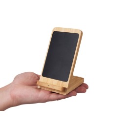 Беспроводное зарядное устройство 2-в-1 с подсветкой лого «Reedia S4», 15 Вт, бамбук, черный