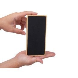 Внешний аккумулятор с подсветкой лого и солнечной панелью «Reedia S1», 10000 mAh, бамбук, черный