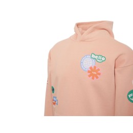 Толстовка с капюшоном оверсайз «Berlin» унисекс, лососевый, ДТФ, бренд тайп и лейбл