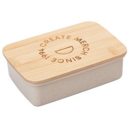Ланчбокс Lunch с крышкой, бежевый (гравировка)