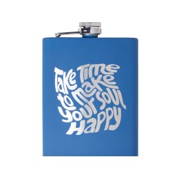 Фляжка 240 мл Remarque soft touch, 304 сталь, синий (гравировка)