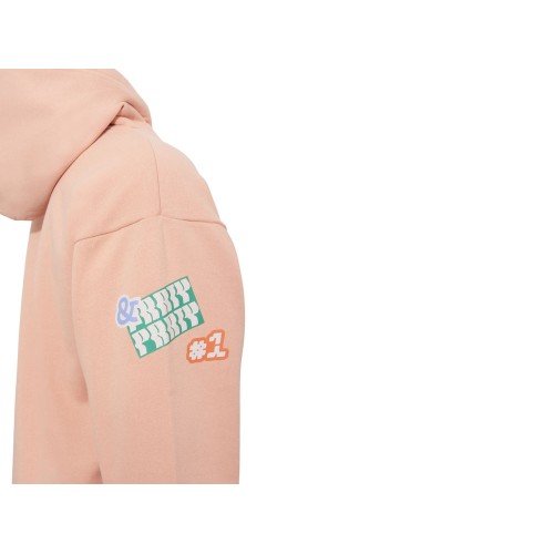 Толстовка с капюшоном оверсайз «Berlin» унисекс, лососевый, ДТФ, бренд тайп и лейбл