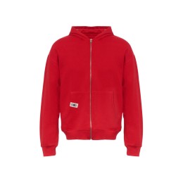 Толстовка оверсайз с капюшоном на молнии «Monaco», красный, лейбл, бренд тайп и термотрансфер