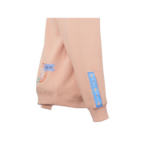 Толстовка с капюшоном оверсайз «Berlin» унисекс, лососевый, ДТФ, бренд тайп и лейбл