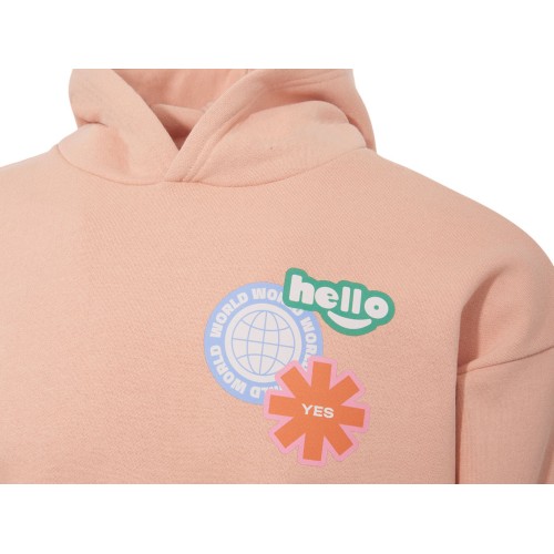 Толстовка с капюшоном оверсайз «Berlin» унисекс, лососевый, ДТФ, бренд тайп и лейбл