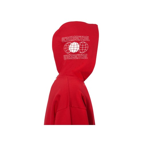 Толстовка оверсайз с капюшоном на молнии «Monaco», красный, лейбл, бренд тайп и термотрансфер