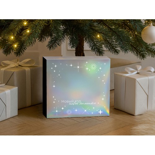 Подарочная коробка с голографическим шубером «Aurora», L, вн. размер 260х260х100 мм.