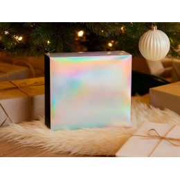 Подарочная коробка с голографическим шубером без печати "Aurora", L, 260х260х100 мм.