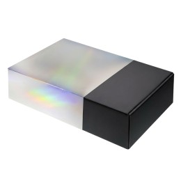 Подарочная коробка с голографическим шубером без печати "Aurora", L, 260х260х100 мм.