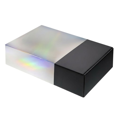 Подарочная коробка с голографическим шубером без печати "Aurora", L, 260х260х100 мм.