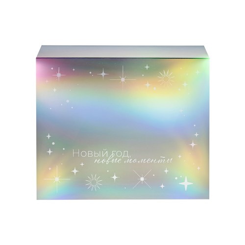 Подарочная коробка с голографическим шубером «Aurora», L, вн. размер 260х260х100 мм.
