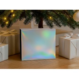 Подарочная коробка с голографическим шубером без печати "Aurora", L, 260х260х100 мм.