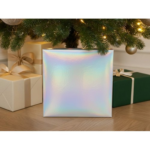 Подарочная коробка с голографическим шубером без печати "Aurora", L, 260х260х100 мм.