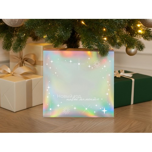 Подарочная коробка с голографическим шубером «Aurora», L, вн. размер 260х260х100 мм.