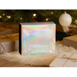 Подарочная коробка с голографическим шубером «Aurora», L, вн. размер 260х260х100 мм.