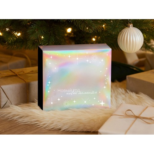 Подарочная коробка с голографическим шубером «Aurora», L, вн. размер 260х260х100 мм.