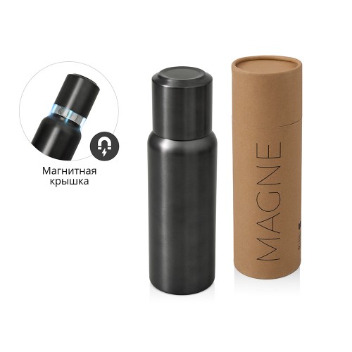 Вакуумный термос c магнитной крышкой "Magne", 500 мл, темно-серый