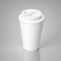 Пластиковый стакан Take away с двойными стенками и крышкой с силиконовым клапаном, 350 мл, белый