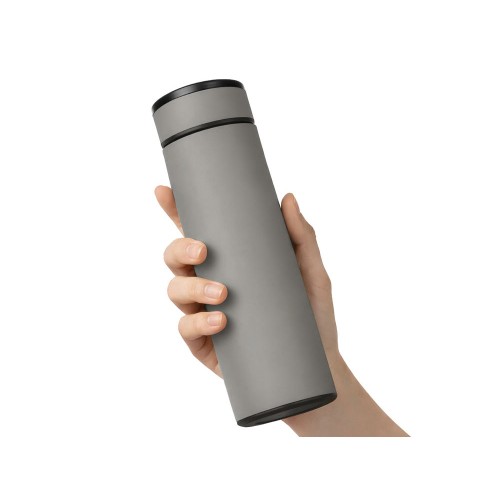 Вакуумный термос "Vacuum Flask C1", soft touch, 420мл, серый