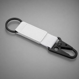 Брелок-ремувка "Carabinier" из ткани с вставкой из экокожи и карабином, белый