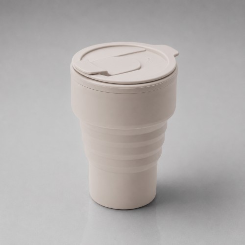 Силиконовый складной стакан "GoCup", бежевый